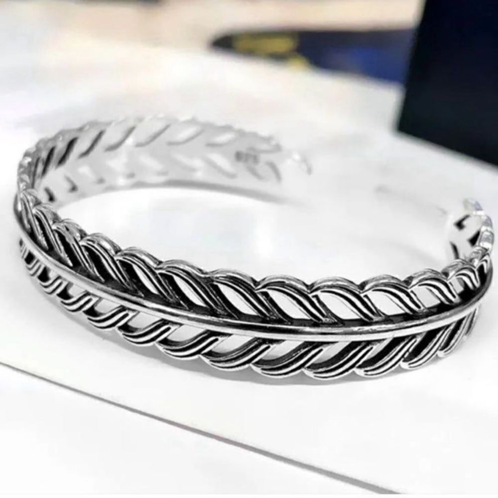 The Braided Cuff Bracelet adjustable,  in 925 antiqued silver.